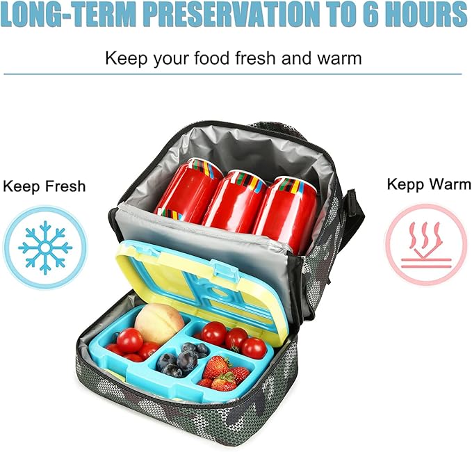 Tilami Lunch Bags Insulated Adjustable Strap Zipper, Water-Resistant Cooler Bags, Bento Bags for Kids Toddlers, Tiger