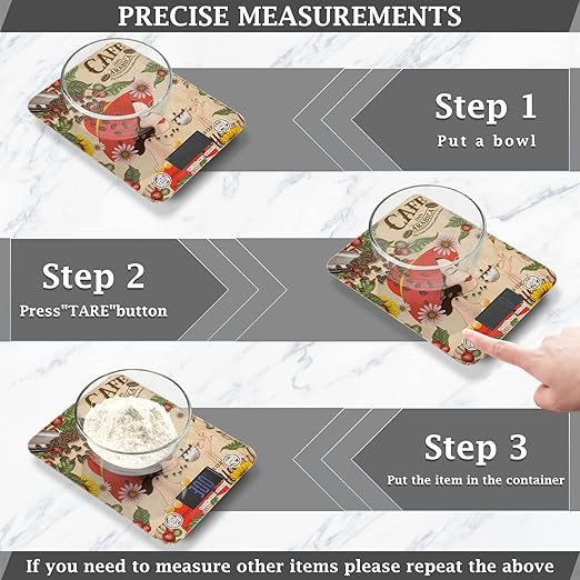 Food Scale Kitchen Digital Scale Food Ounces and Grams Dieting Baking Cooking Waterproof Glass Panels LCD Display,4 Units Scale Tare Function 1997