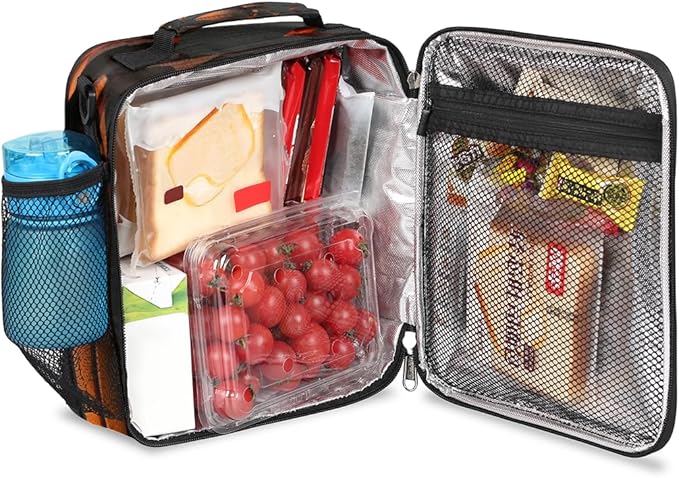 Basketball Kids Lunch Box for Boys Girls Sports Basketball Lunch Bag for Kids Insulated Lunchbox with Adjustable Shoulder Strap Teens Cooler Lunch Bag for School Picnic