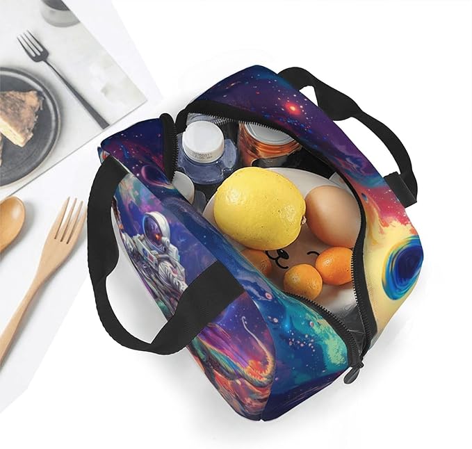 Yudchen Astronaut Riding Dinosaur Lunch Box 3D Cool Dinosaur Insulated Lunch Bag for Kids Women Men Reusable Cooler Space Lunch Tote Bag for Girls Boys Students School Picnic Travel Office