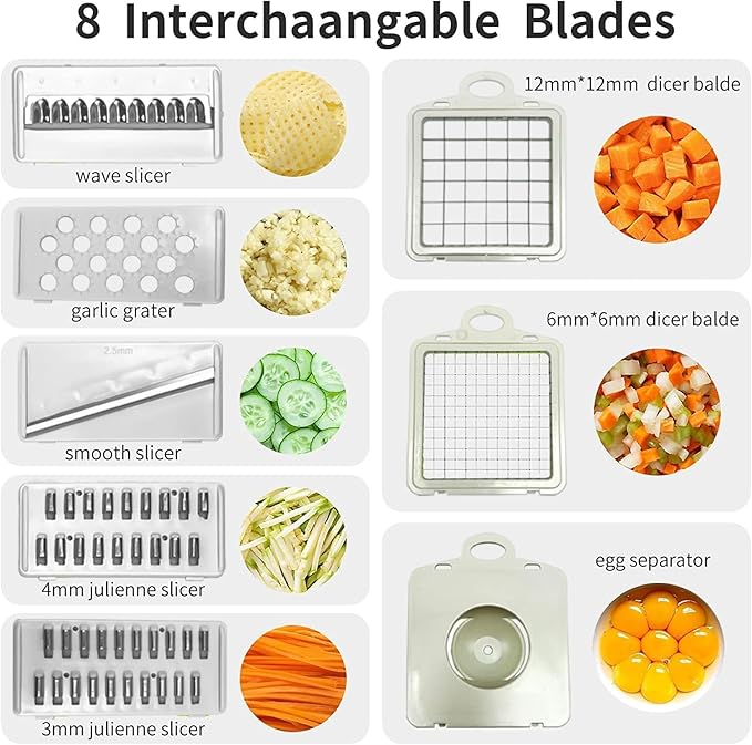 Vegetable Chopper, Onion Chopper, Mandolin Slicer,Pro 10 in 1professional food multifunctional Vegetable Chopper and Slicer, Dicing Machine, AdjustableVegetable Cutter Container (Pink>White Mix)