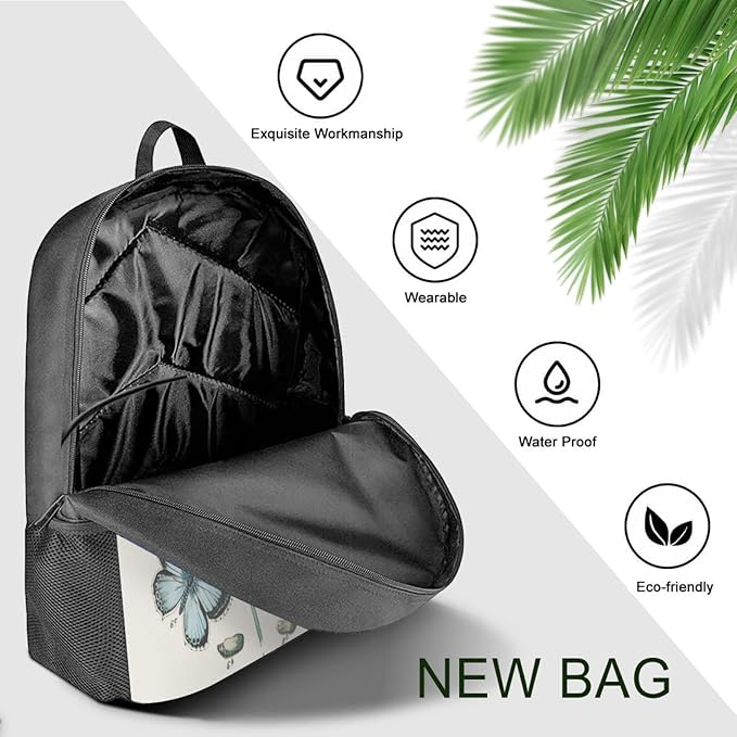 Butterfly Backpack, Butterfly Backpack For Girls Bundle 3 Pieces for Teens, Boys and Girls Butterfly Bookbag, Insulated Lunch Bag and Pencil Case Perfect for School and Everyday Use.