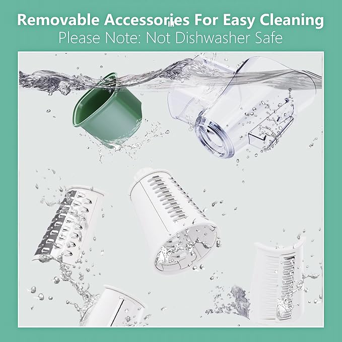 Rotary Cheese Grater 5 in 1 Cheese Grater with Handle Vegetable Slicer with 5 Interchangeable Blades, Storage Box, Green Cheese Shredder with Strong Suction Base for Kitchen (Green)