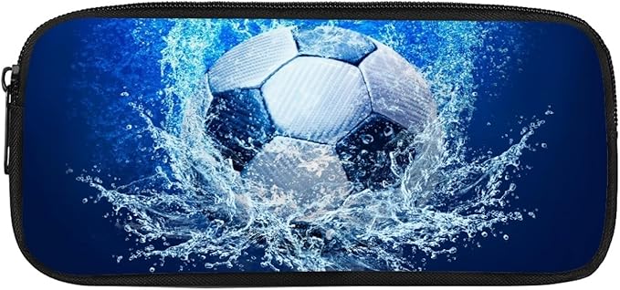 Dolyues Football Backpack for Boys Lunch Box Pencil Bag Sport Kids Backpack Kindergarten Elementary Middle School Book Bag Blue Backpacks with Lunch Bag Pencil Case Set