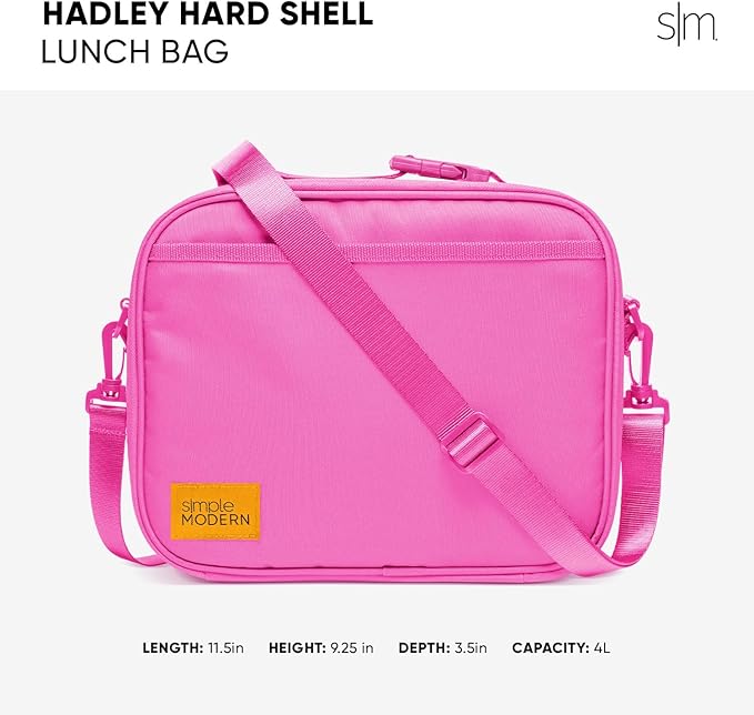 Simple Modern Hadley with Shoulder Strap | Lunch Box for Kids, Teens, and Adults | Insulated Bag for Girls, Boys, Women, Men | Meal Containers with Exterior and Interior Pockets | Raspberry Vibes