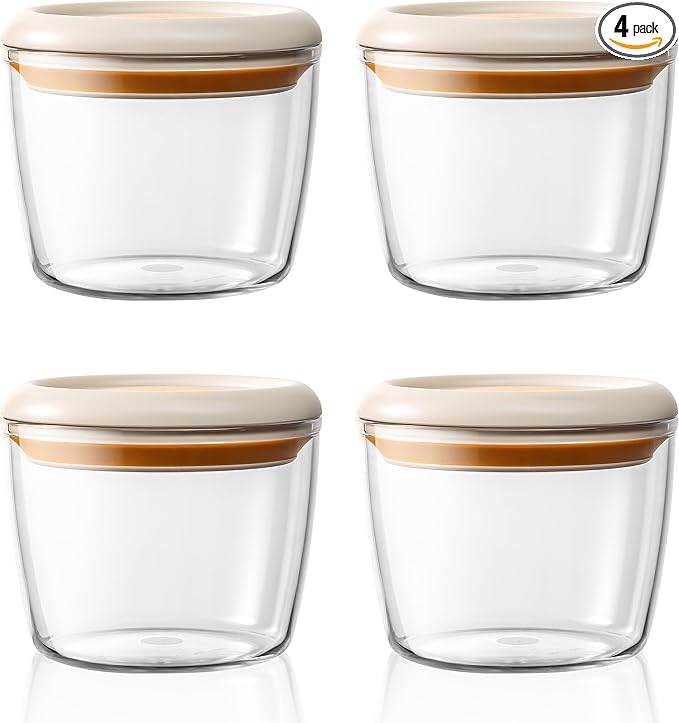 Tritan Oatmeal Jars, 4-Pack Shatterproof & Leakproof Overnight Oats Containers with Lids, 14oz Pop-Top Airtight Meal Prep Jars for Chia Pudding, Yogurt, Salad, Cereal, Orange