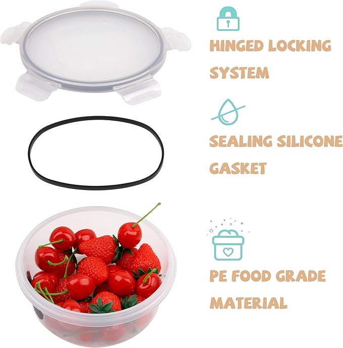 12-Piece Set of Clear Plastic Food Storage Containers with Gasket Seal Box Lids, 12 Containers and 12 Lids, Leak Proof Stackable, For Kitchen Fridge, Meal Prep Lunch Containers