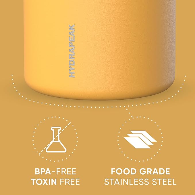 Hydrapeak 25oz Stainless Steel Vacuum Insulated Thermos Food Jar | Thermos for Hot Food and Cold Food, Wide Mouth Leak-Proof Soup Thermos for Adults, 10 Hours Hot and 16 Hours Cold (Tangerine)