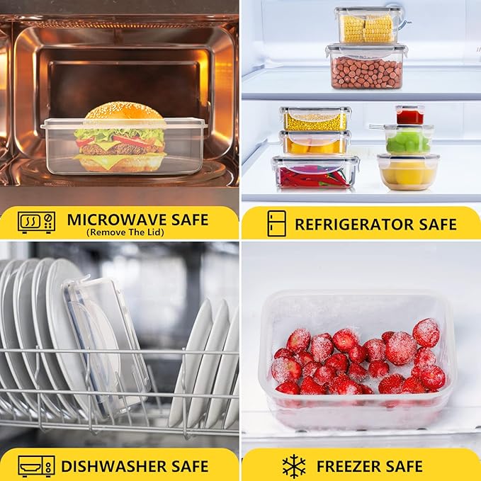 52 PCS Food Storage Containers Set with Airtight Lids (26 Lids &26 Containers) - BPA-Free Plastic Food Container for Kitchen Storage Organization, Salad Fruit Lunch Containers with Labels & Marker