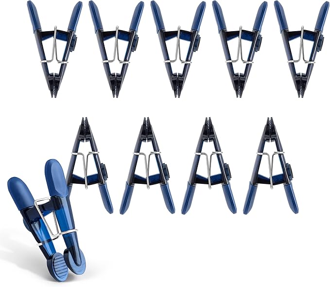 COOK WITH COLOR Bag Clip with Magnet- Chip Bag Clip, Sealing Food Clips, Plastic Clips for Food and Kitchen Storage, Chip Clip and Snack Bag Clips, 10 Pack Slim, Blue