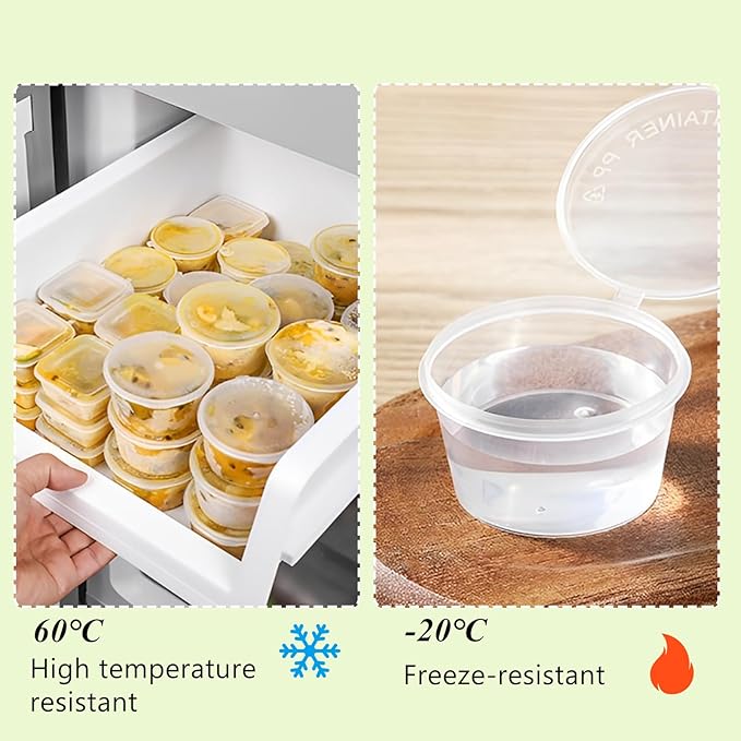 CYEAH 400PCS 1 oz Small Plastic Containers with Lids, Jello Shot Cups with Lids, Disposable Portion Cup BPA Free for Sauce, Condiments, Souffle, Salad Dressing, Medicine or Slime