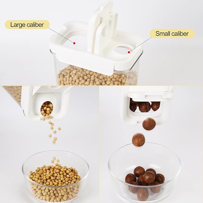 Cereal Containers Storage Airtight Food Storage Container Plastic Kitchen Organizer with Pour Spout Measuring Cup for Dry Food, Flour, Sugar, Nuts, Rice dispenser,2 Pack-1.8L