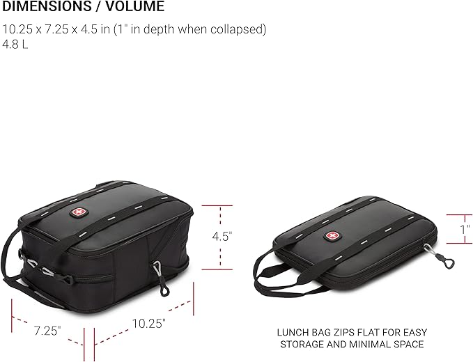 SwissGear Insulated Lunch Bag, Black/Red, One Size