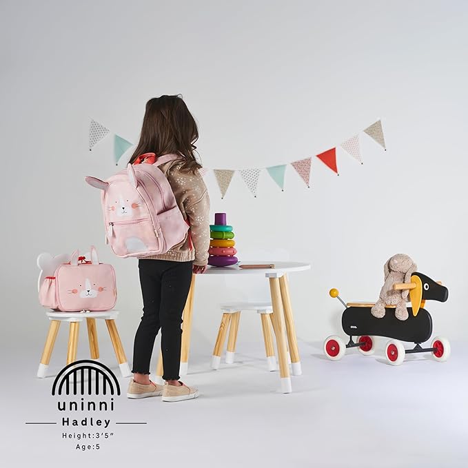 Toddler Lunch Bag for Girls and Boys, Lunch Box for Kids Ages 2–5, Fully Insulated with Padded Handle, Storage Pocket and Water Bottle Pocket, Lightweight, Easy to Clean, BPA-Free - Rabbit