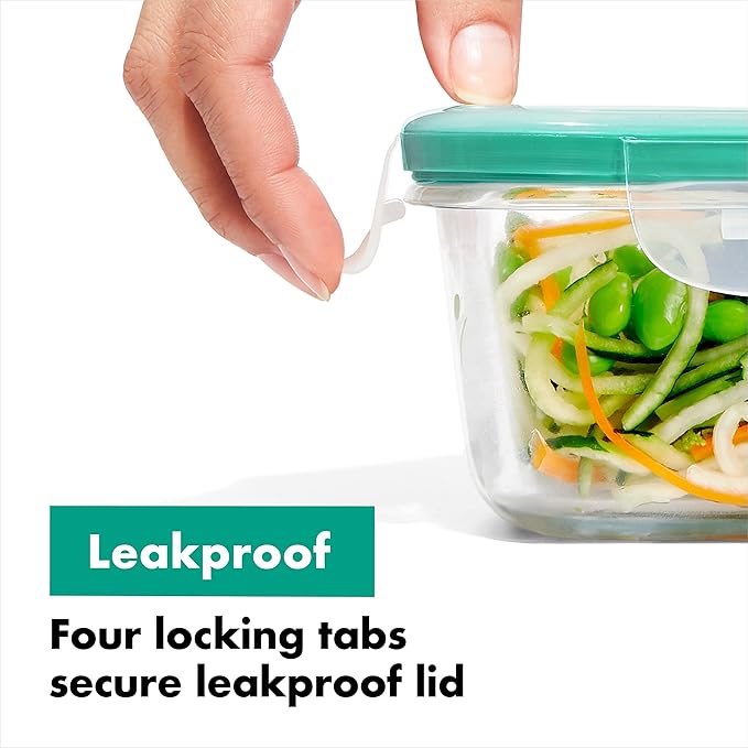 OXO Good Grips 4 Cup Smart Seal Leakproof Glass Round Airtight Food Storage Container (Pack of 2)