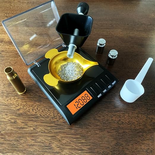 Reloading Scale with Powder Trickler, 750 Grains x 0.02 gn, Metal Powder Pan and Handy Scoop, Milligram Scale, 50g x 0.001g