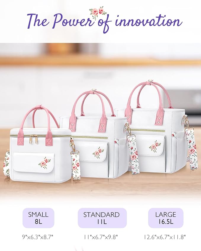 Deluxe Large Insulated Lunch Bag Box Women - Leakproof Waterproof Cooler with Multi Pockets Removable Strap for Work Picnic - Teacher Mothers Day Christmas Birthday Gifts
