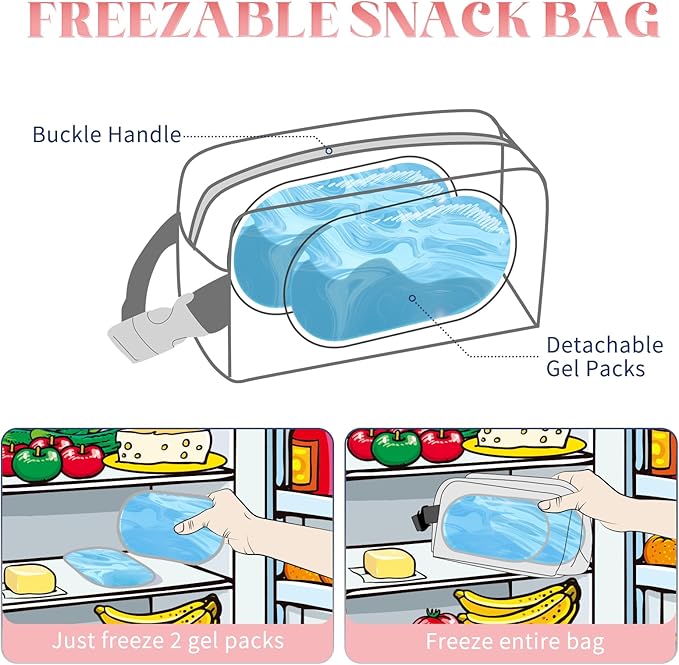 Small Cooler Bag Freezable Lunch Bag for Work School Travel,Small Lunch Bag,insulated snack bag For Adults/Kids,Mini Cooler,Lunch bag small Fit For Yogurt(Strawberries)
