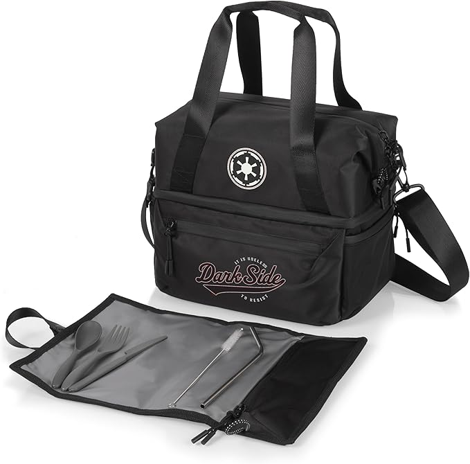 PICNIC TIME Star Wars Darth Vader Tarana Insulated Lunch Bag Made from Recycled Material, Lunch Box with Picnic Set, Upcycled Lunch Cooler Bag, (Carbon Black)