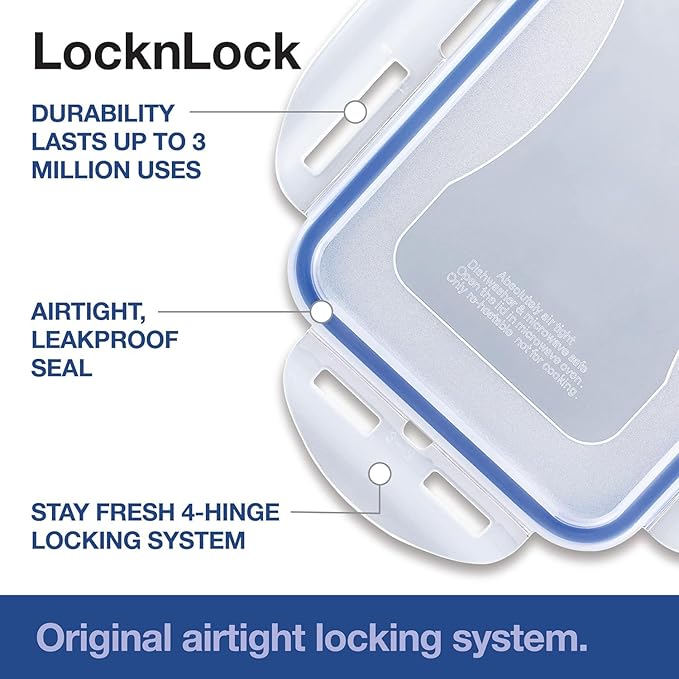 LOCK & LOCK Easy Essentials Food Storage lids/Airtight containers, BPA Free, 54 Ounce, Clear