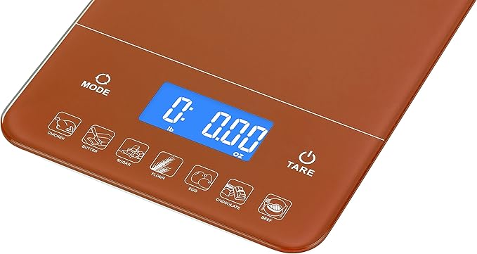 Ozeri Touch III Digital Kitchen Scale with Calorie Counter, 22 lbs (10 kg), Burnt Ochre