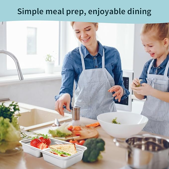 8 Pcs Stainless Steel Bento Box with Silicone Lids 30 oz Leakproof Food Storage Containers Metal Divided Lunch Box for Dishwasher for Meal Prep