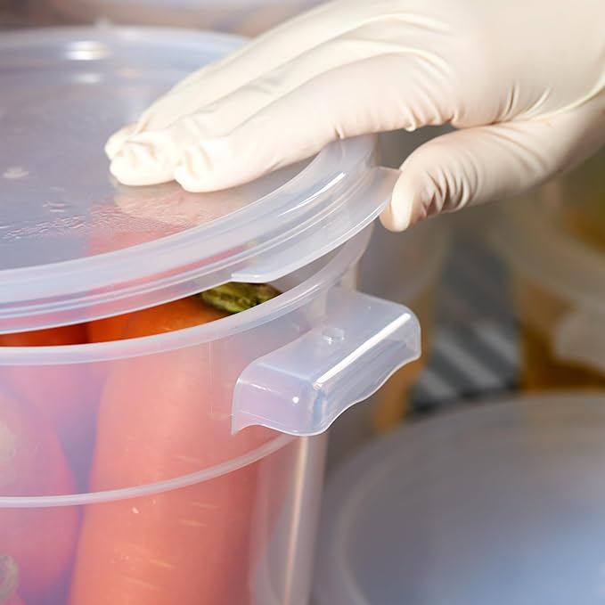 CURTA 8 Quart Translucent Round Food Storage Container with Lid, Pack of 4 – NSF Listed, BPA-Free, Commercial-Grade Polypropylene, Freezer & Dishwasher Safe, Non-Stick, Easy-Read Graduations