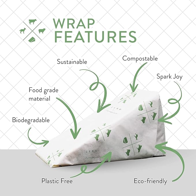 Formaticum Zero Cheese Storage Paper, Compostable, Biodegradable, and Plastic-Free Paper to Keep Cheese and Charcuterie Fresh, 9 x 13 Inches, 30 Total Sheets (2 Boxes)