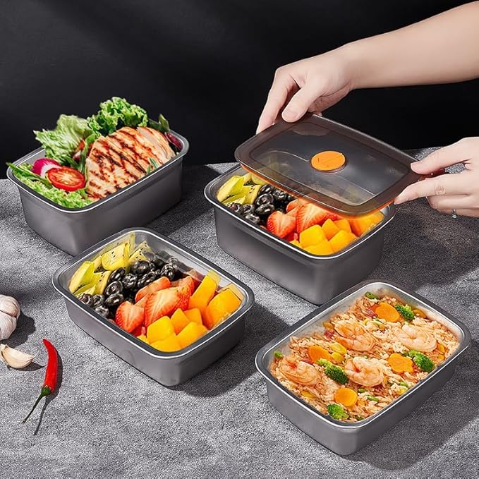 20 PCS Food Storage Containers with Lids Airtight (10 Containers & 10 Lids),stainless steel food containers leak proof storage box with lid Locking Food Storage Container freezer storage