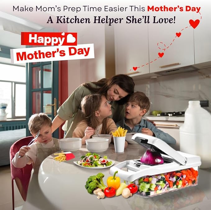 22-in-1 Vegetable Chopper with 13 Blades, Onion Cutter, Egg & Mandoline Slicer, Veggie Dicer with Container – Essential Kitchen Gadget for Meal Prep & Cooking Convenience