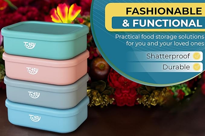 Premium 3-Compartment Silicone Bento Box 25 oz – Reusable, Leakproof, BPA-Free – Microwave & Dishwasher Safe – Food Container for Kids, Adults & Pets – Great for School, Office, Travel & Walks (Gray)