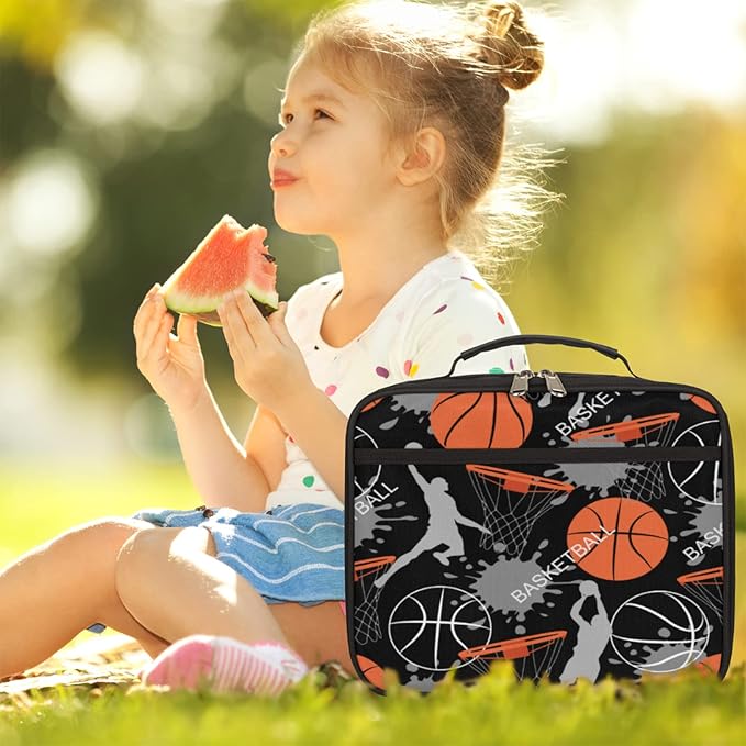 Basketball Slam Duck Insulated Lunch Box for Boys Girls Adult, Reusable Back to School Lunch Bag, Leakproof Meal Prep Tote Kit Cooler Bag Lunch Tote Bag for Work Beach Outdoor