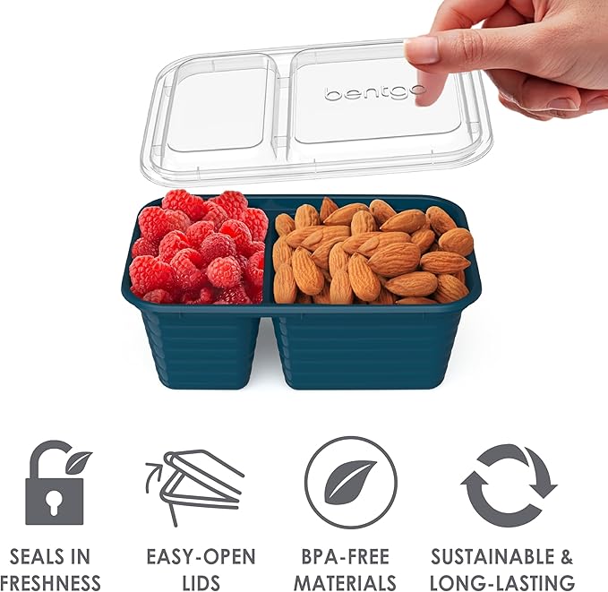 Bentgo Prep 60-Piece Variety Meal Prep Kit - Reusable Food Containers 1-Compartment Trays, Prep Bowls, & Snack Boxes for Healthy Eating - Microwave, Freezer, & Dishwasher Safe (Rich Shades)