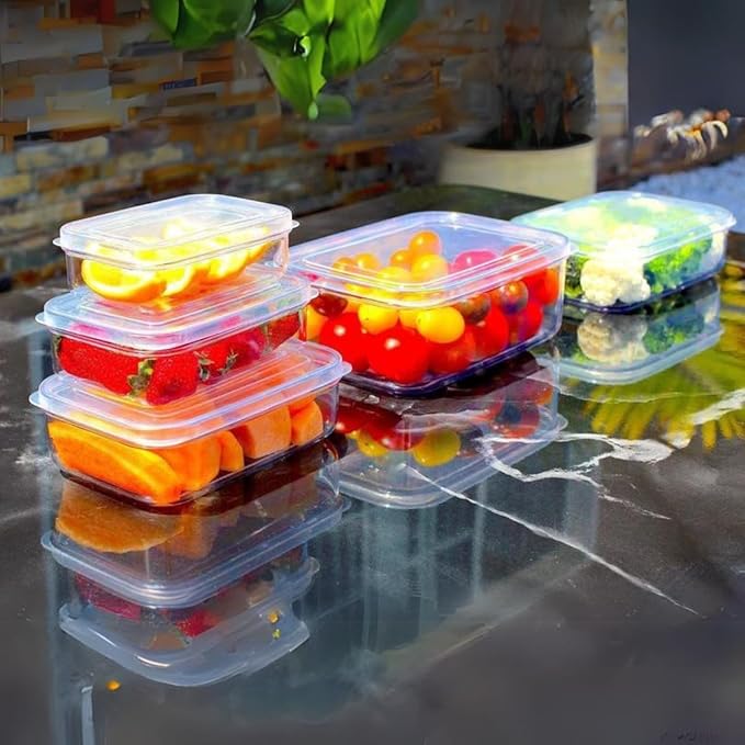 (Set of 5) Micro Clear Shatterproof Food Storage Containers with Lids, Stackable, Nestable BPA-Free Kitchen Canisters, Crystal Clear Tritan Body, Dishwasher & Microwave Safe, Made in Japan