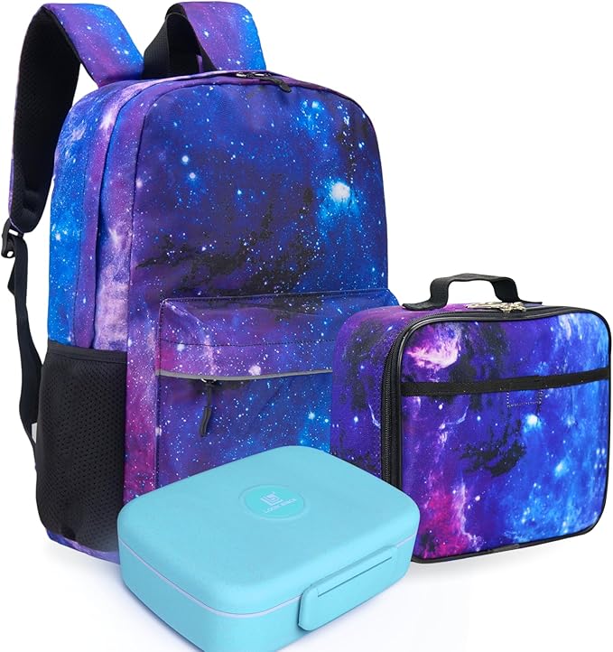 Fenrici Bento Box Lunch Box For Kids and Teens, Made with Wheat Straw, 5 Leakproof Compartments, BPA-Free Bento Box, Microwave and Dishwasher Safe, Pastel Blue, Blue