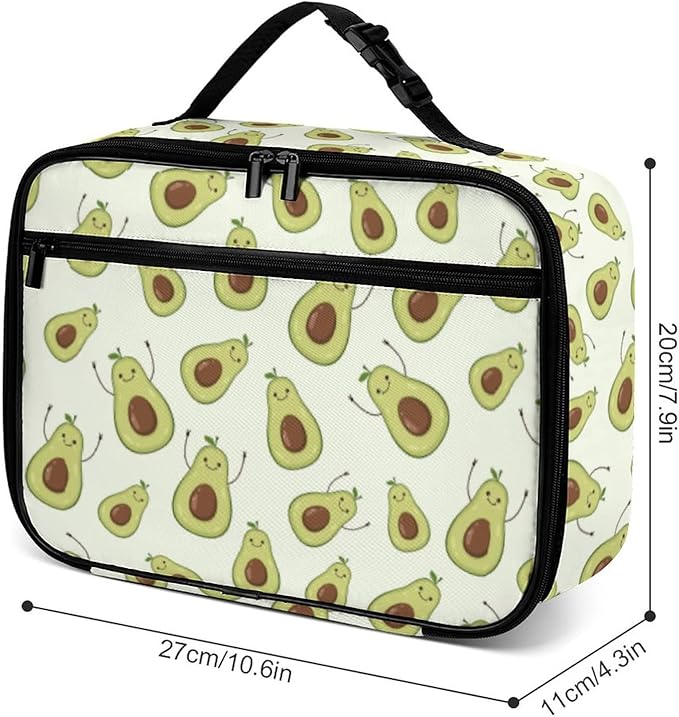 Avocado Reusable Lunch Box Insulated Lunch Bag Cooler Bag Lunchbox Meal Food Container Tote Bag for Women Kids Girls School Camping Hiking Picnic Beach Travel