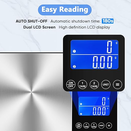 Dual Platform Digital Kitchen Scale, 15kg & 500g Food Scale for Baking, Cooking, Keto and Meal Prep, Weight Balance Alimentaire with 1g & 0.01g Accuracy and LCD Display, Grams and Oz