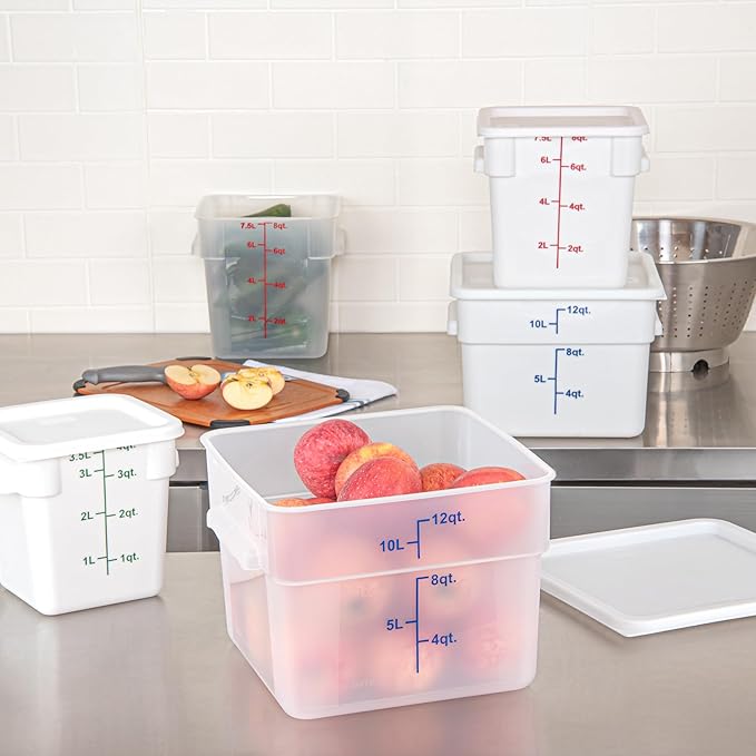 Restaurantware - Met Lux 12 Quart Food Storage Container, 1 Translucent Storage Container - Lids Sold Separately, Blue Volume Markers, Dishwashable Container, Side Handles, For Storing Foods