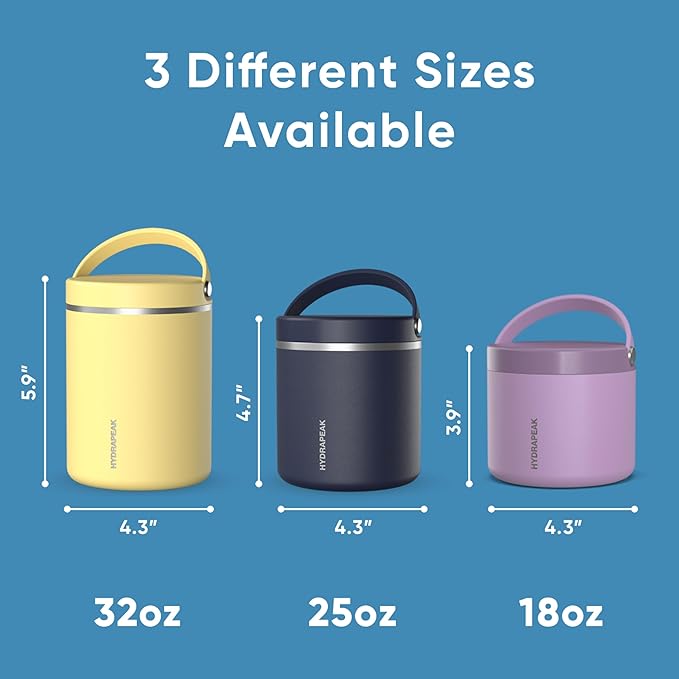 Hydrapeak 25oz Stainless Steel Vacuum Insulated Thermos Food Jar | Thermos for Hot Food and Cold Food, Wide Mouth Leak-Proof Soup Thermos for Adults, 10 Hours Hot and 16 Hours Cold (Sky)