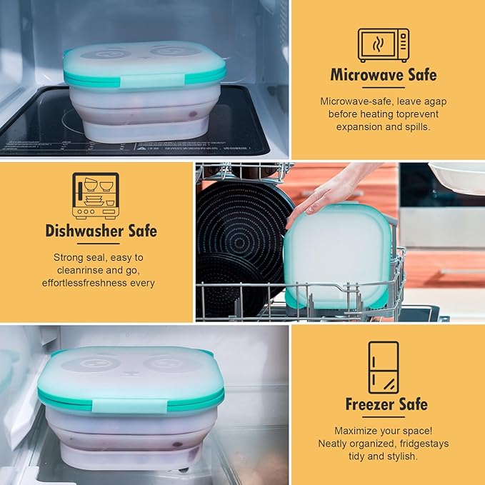 Magnetic Storage Box,Silicone Food Storage Container,Bread Box for Kitchen Countertop Collapsible Food Storage Containers,Food Storage Containers With Lids,Keeps Fruits and Fresh food Longer
