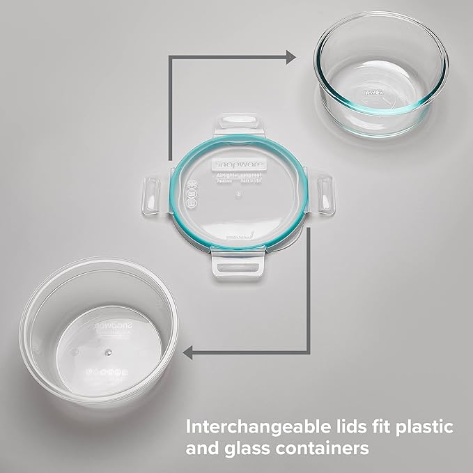 Snapware Total Solutions (14-Pack, Mixed Sizes) Plastic Food Storage Containers Set, Airtight & Leakproof Locking BPA-Free Lids Tupperware, Freezer Dishwasher Microwave Safe