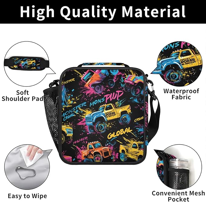 Lunch Bag Personalized Insulated Lunch Bag Reusable Lunch Box Picnic Travel Lunch Tote Bag Snack Bag Truck(22)