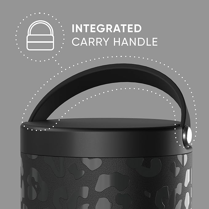 Hydrapeak 32oz Stainless Steel Vacuum Insulated Thermos Food Jar | Thermos for Hot Food and Cold Food, Wide Mouth Leak-Proof Soup Thermos for Adults, 10 Hours Hot and 16 Hours Cold(Black Leopard)