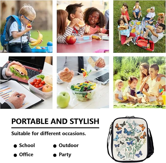 Butterfly Backpack, Butterfly Backpack For Girls Bundle 3 Pieces for Teens, Boys and Girls Butterfly Bookbag, Insulated Lunch Bag and Pencil Case Perfect for School and Everyday Use.