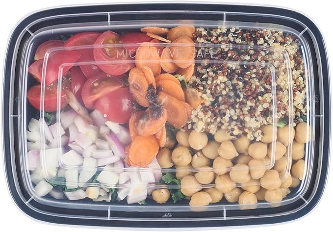 Restaurantware Asporto 24 Ounce Take Out Containers, 50 Food Containers With Lids - Microwavable, Disposable, Black Plastic To Go Food Containers, No BPA, For Take Out And Delivery