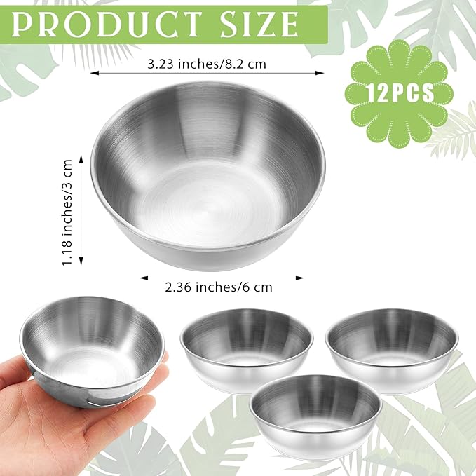 12 Pcs 3. 23 In DIY Face Mask Mixing Bowl Stainless Steel Esthetician Facial Mask Bowl Facial Small Mixing Esthetician Supplies for Lady Women Skincare Home Salon Cosmetic Beauty (Silver)