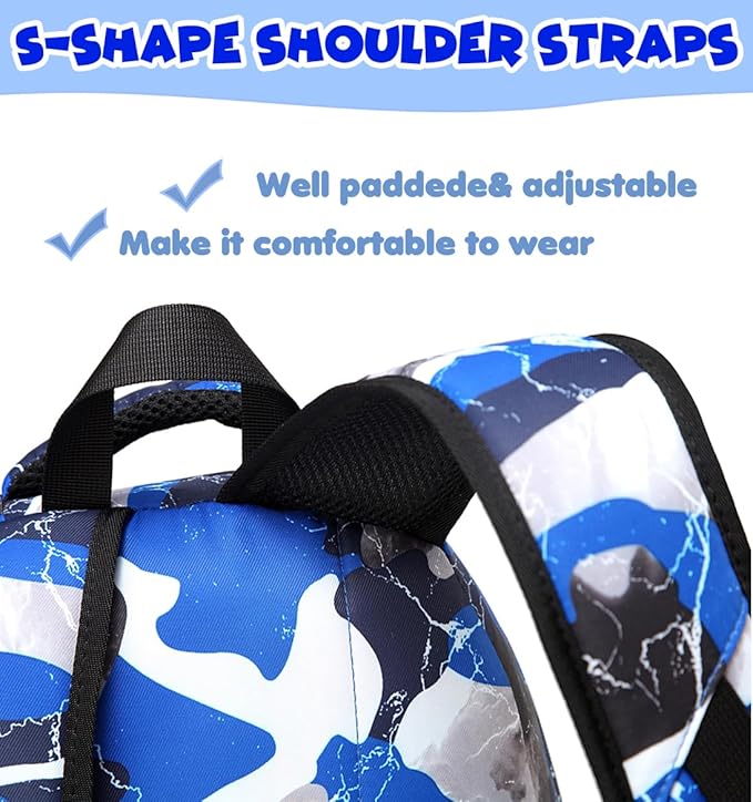 BLUEFAIRY Boys Backpack with Lunch Box for Kids Elementary Middle School Bags Set Child Book Bags Back to School Gifts Mochila Escolar para Niños Adolescentes Camo Blue