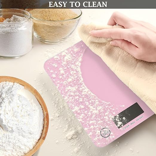 Food Scale Kitchen Scale for Baking Cooking Digital Food Weighing Measuring Scale Small Waterproof Electric Food Scale Pink