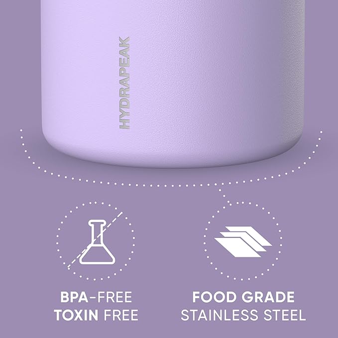 Hydrapeak 25oz Stainless Steel Vacuum Insulated Thermos Food Jar | Thermos for Hot Food and Cold Food, Wide Mouth Leak-Proof Soup Thermos for Adults, 10 Hours Hot and 16 Hours Cold (Lavender)