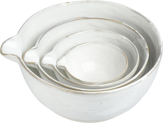 Creative Co-Op Stoneware White Batter Bowls (Set of 4)